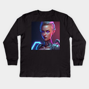 Cyberpunk Cybernetic Hacker Kids Long Sleeve T-Shirt